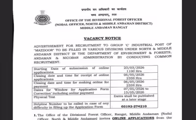 Andaman & Nicobar recruitment 2026 underway for over 500 vacancies: Check direct link to apply here Andaman & Nicobar recruitment 2026 underway for over 500 vacancies: Check direct link to apply here