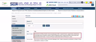 SEBI Grade A Phase 2 result 2026 released at sebi.gov.in: Direct link to download here SEBI Grade A Phase 2 result 2026 released at sebi.gov.in: Direct link to download here